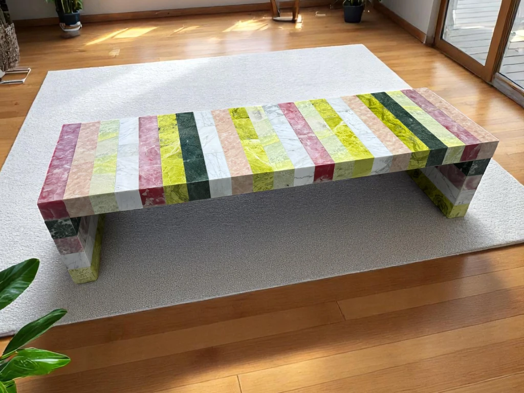 Pietradura Rectangular Dining Table with Adorable Marble Finish
